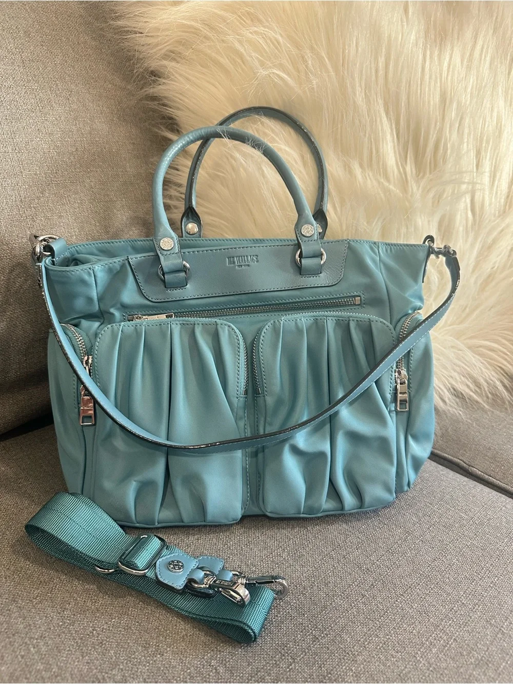 MZ Wallace Small Abbey Tote, Adriatic Blue, EUC